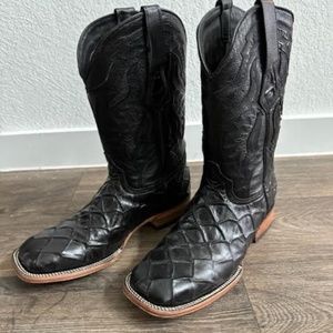 Vaccari Men black Cowboy boots leather size 9D Like New